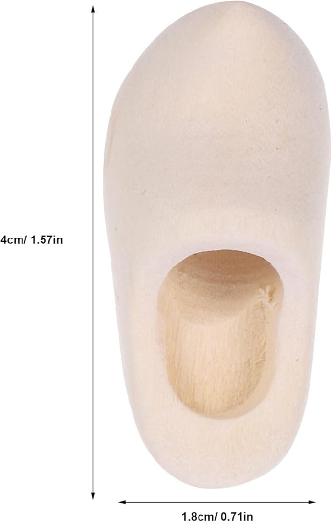 DIYEAH Mini Wooden Clogs 1pair Miniature Wooden Shoes Blank Wooden Shoes Sneaker Make Your Own Dutch Netherland Shoes Doll House Layout Decor Klompen for Dollhouse DIY Crafts 4cm