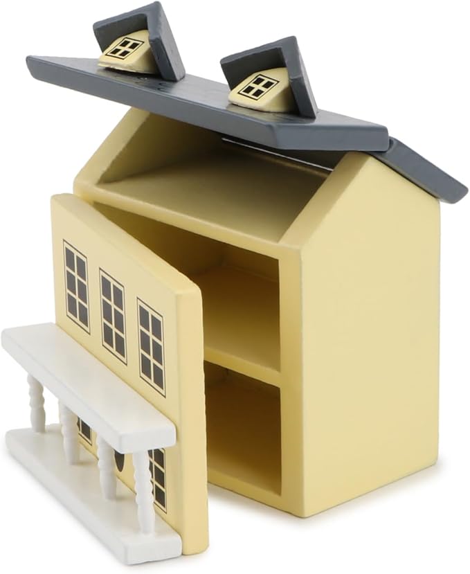 Miniature Cottage for Dollhouse Accessories Desktop Decor Wooden Mini House Storage Decoration Ornament Nice Present for Miniature Lovers (Yellow)