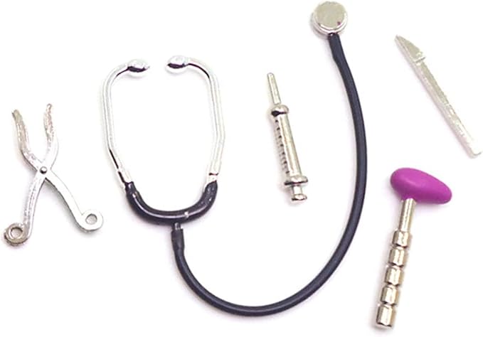 Tustao 5Pcs Dollhouse Mini Stethoscope Care Tools Dollhouse Dolls Miniature Garden Kit, Hospital Accessories Set for House Decoration Doll Miniature Dollhouse Accessories