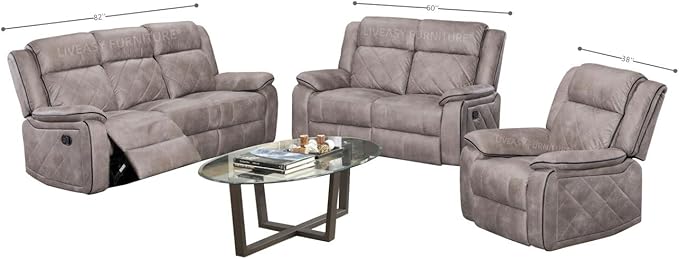 Living Room Sofa and Loveseat Set, Pillow Top Backrest and Armrests (Sofa+LOVESEAT)