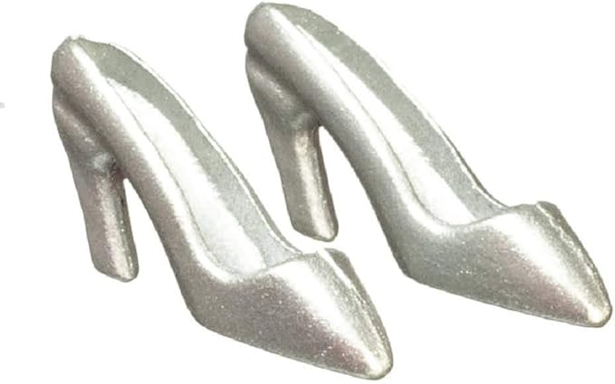 Dollhouse Silver High Heel Shoes Miniature Bedroom Ladies Clothing Accessory