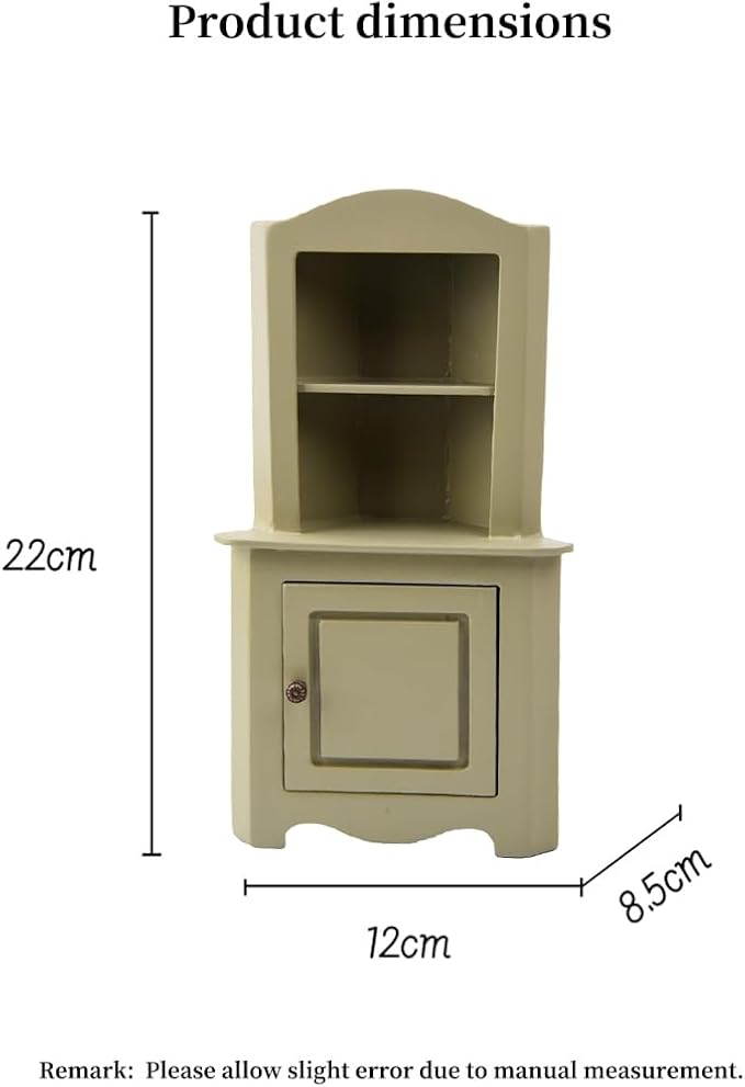 Miniature Dollhouse Wooden Corner Cabinet 1:12 Scale Closet for Mouse Hole Farm House - Dollhouse Furniture Decor Gift for 3+ (Green)
