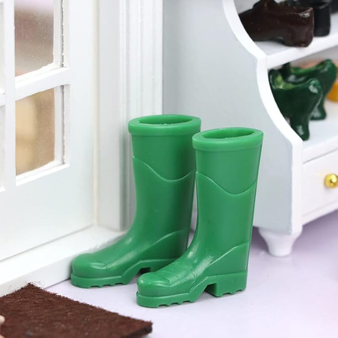 SXFSE Doll Accessories, Dollhouse Miniature Scene Model 3 Pairs Rubber Rain Boots Shoes Pretend Play Toy