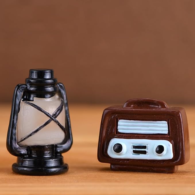 Pinenjoy 13Pcs Miniature Home Appliances 1inch Retro Dollhouse Furniture Mini Simulated Resin Camera Telephone Television Models for DIY Diorama Micro Landscape Craft