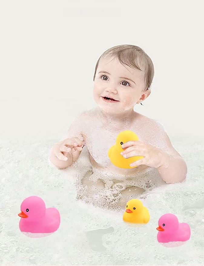 16PCS Pink Rubber Duck Kids Bath Duck Toys ,Squeak Rubber Ducks in Bulk Rubber Ducks Baby Shower Duck Decorations Party Favors (2.2’’)