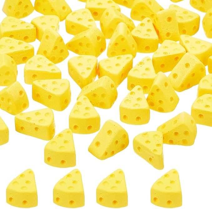 50Pcs Mini Resin Fake Cheese Miniature,Resin Charms Small Figurines for Dollhouse Kitchen Decor, DIY Craft Projects