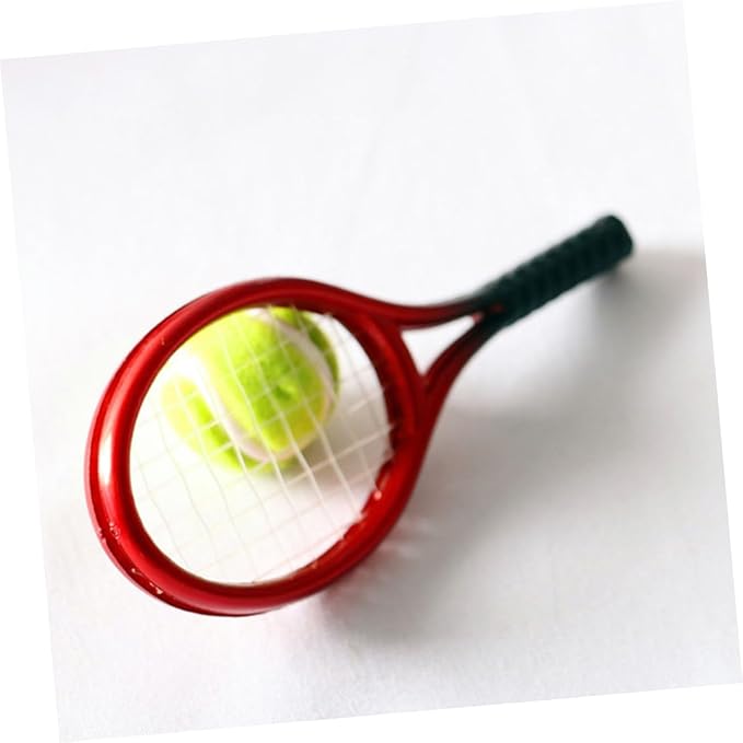 CORHAD Mini Tennis Racket for Dollhouse Decor Rackets Balls Fun Photography Props Lightweight and Compact Miniature Accessories for Creative House Layouts