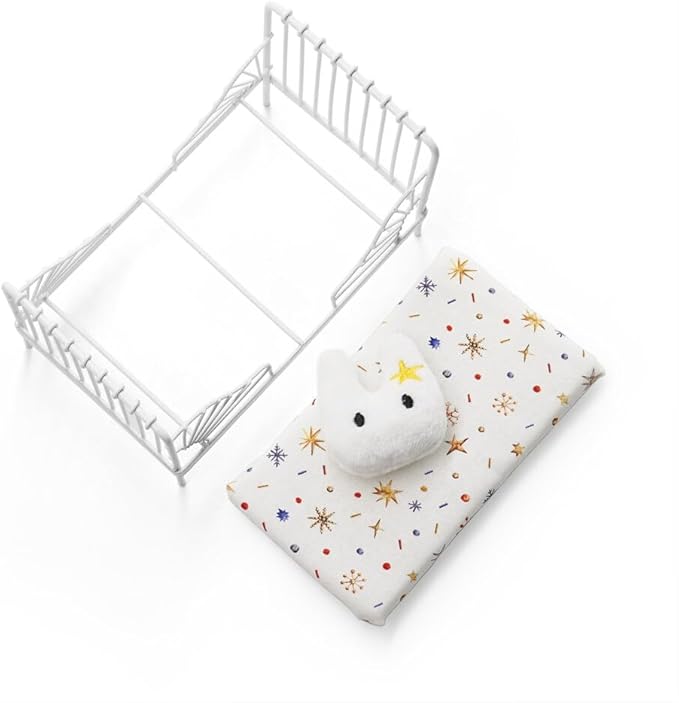 Odoria 1/12 Miniature Iron Bed Dollhouse Furniture Accessories, White