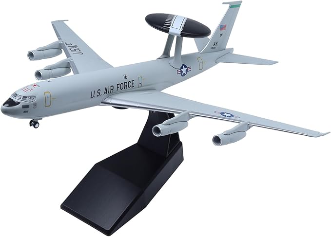 E-3 Sentry Die-cast Airplanes-1/200 Scale USAF AWACS Metal Aircraft Model for Collector, Aviation Enthusiast-Premium Collectiable with Display Stand