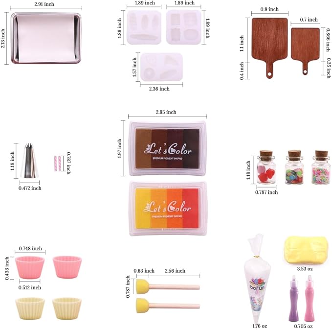 BoFUN DIY Mini Food Craft Kit for Kids Ages 8-12, Teens & Girls & Women, Miniature Makers Air Dry Resin Clay Set, Birthday Gift for Craft Lovers, Dollhouse Collectors& Family Activity (Bake DIY)