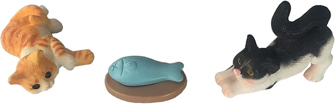 Cute Miniature Cat Figurines Assortment - Fairy Garden, Dollhouse & Plant Decor, Mini Model Set for Terrarium, DIY Crafts, Home Ornament and Display. (Afternoon Tea)