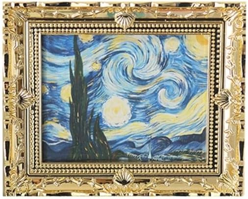 Dollhouse Accessories 1Pc Miniature Simulation Oil Painting Decor Miniature Scene Model (Blue)