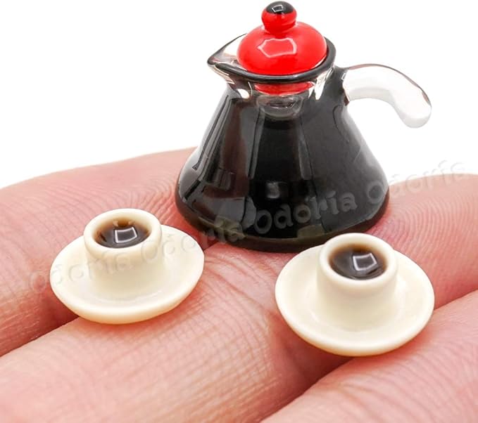Odoria 1/12 Miniature Coffee Pot and Cups Dollhouse Decoration Accessories