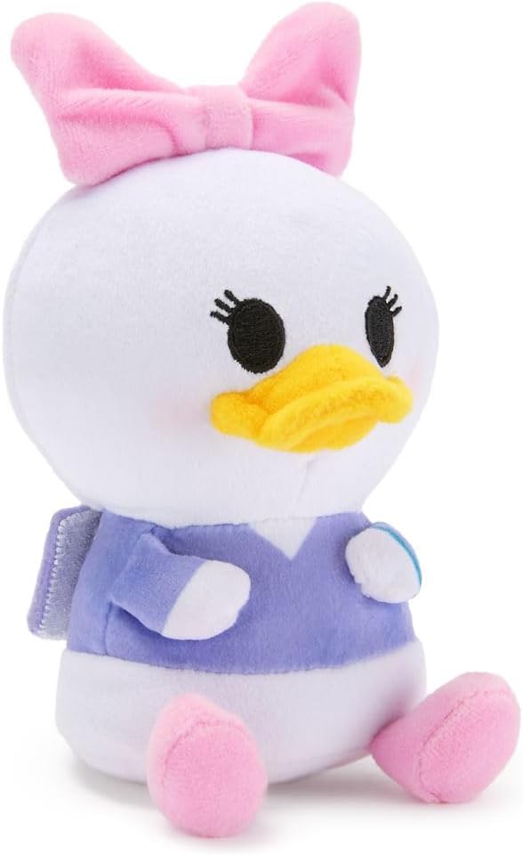 Disney Store Official Mini Mix-Its Plushies – Daisy Duck - Cute Stuffed Animals - Mix & Match Detachable Hats - Hook and Loop Strap - Plush Toys for Kids and Collectors, 7 Inch
