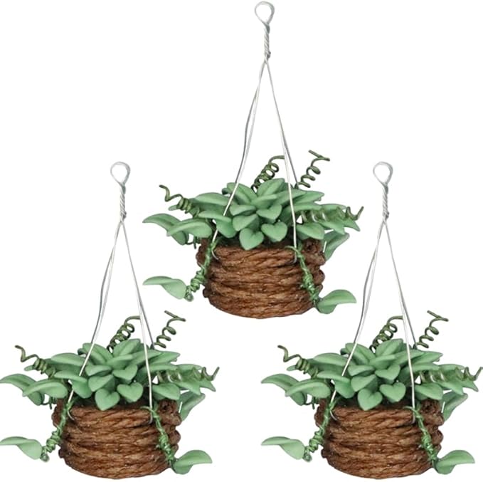 Garneck 3Pcs 1:12 Mini Dollhouse Resin Plant Decor - Cute Tiny Green Plant Accessories for Dollhouse and Miniature Garden