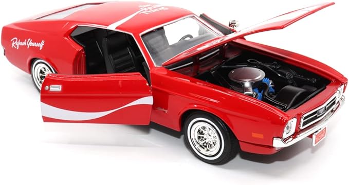 Motor city classics Coca-Cola Diecast Collectible | 1971 Ford Mustang Sportsroof | 1:24 Diecast Scale Model 424071 | Officially Licensed Coca-Cola Diecast