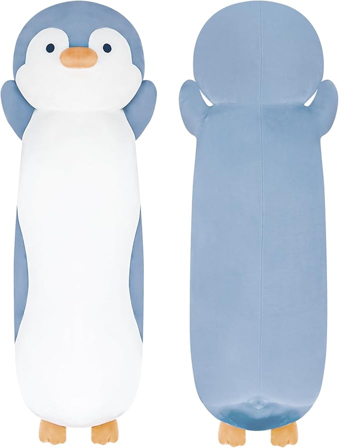 28 inch Penguin Stuffed Animal, Jumbo Long Soft Cuddle Pillow, Cute Blue Penguin Body Plushies Toy Gift for Kids, Boy and Girls Birthday, Halloween, Christmas