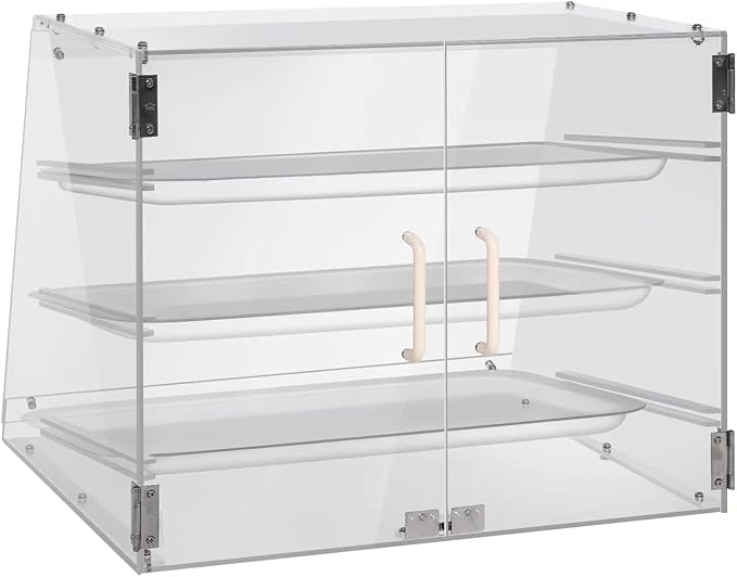 YBSVO 3 Tray Commercial Countertop Bakery Display Case with Rear Doors - 21" x 17 3/4" x 16 1/2"