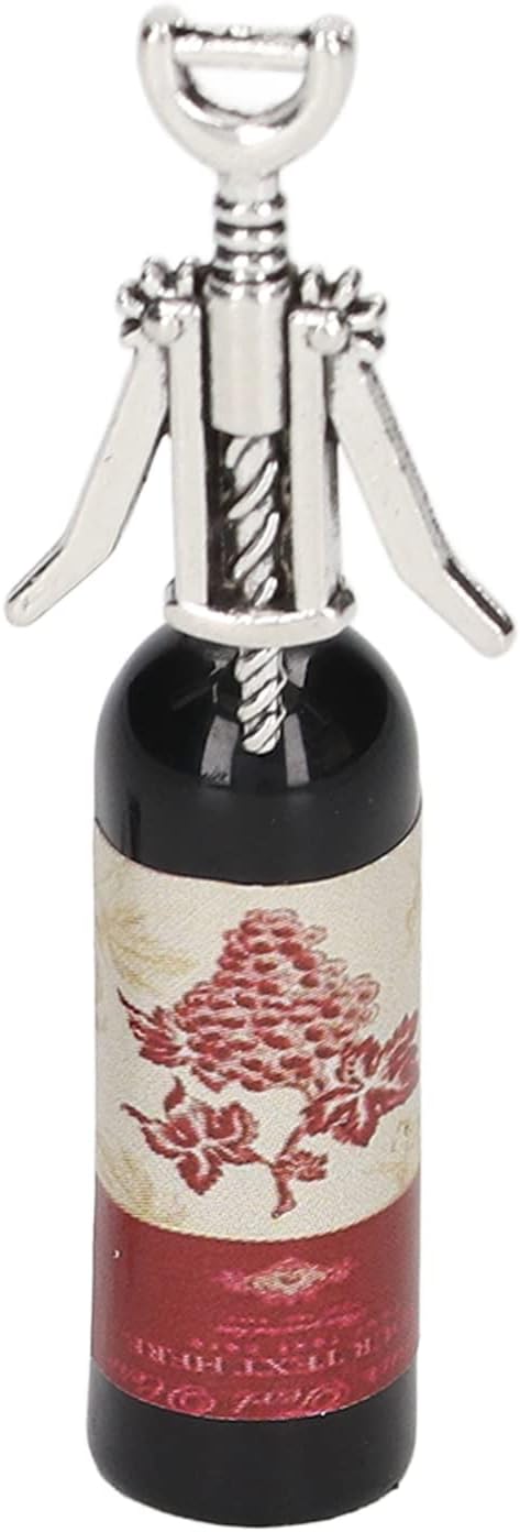 Fayelume Mini Wine Bottles Set, 1:12 Scale Doll House Accessories, Miniature Doll Bottles with Bottle Opener, for Dollhouse Fairy Garden Pub Bar Dolls House