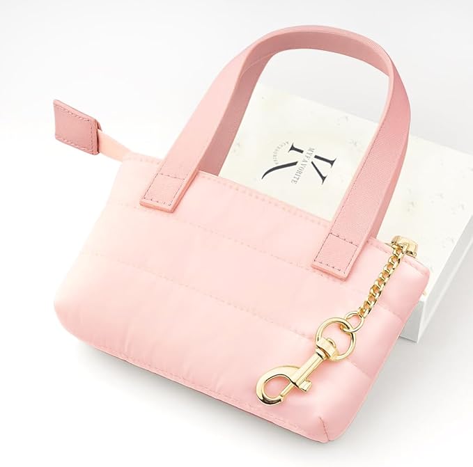 MyfavoriteK Cute Mini Tote Keychain Fancy Coin Pouch Charm Stylish Purse Key Chain for Women Novelty Puffer Handbbag Key Ring