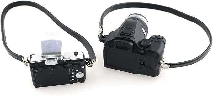 TAODAN 2IN1 Dollhouse Miniature Digital SLR Camera Digital Camera for 1/6 1/12 Dollhouse and Doll Accessories