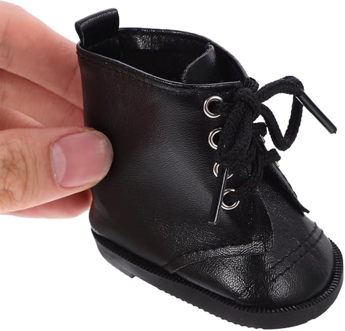 Kisangel 2pairs Doll Shoes for 18 Inch Dolls, Pu Leather Mini Boots for Dollhouse Girl Boy Fashion Clothing Accessories Wear Craftsmanship