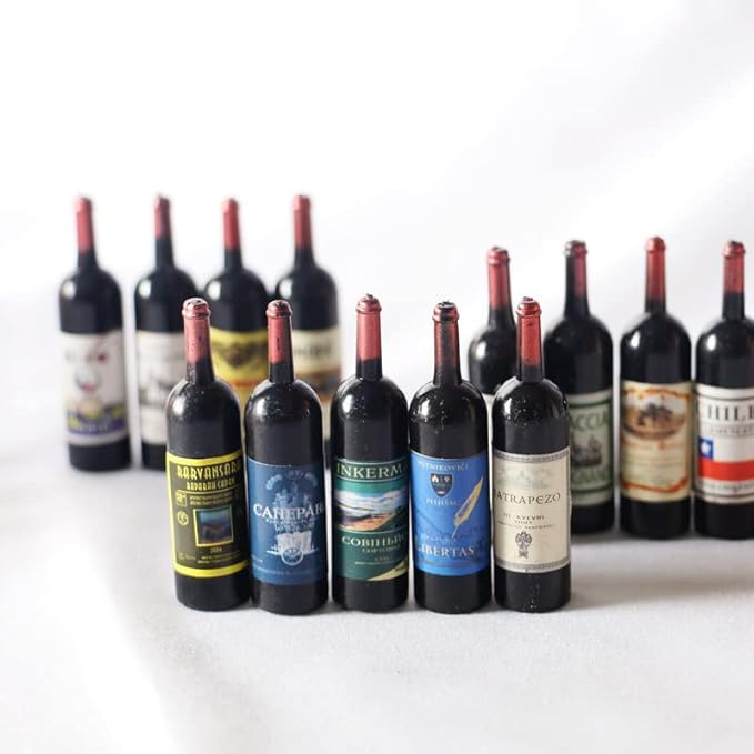 SXFSE Dollhouse Decoration Accessories, 1:12 Dollhouse Ornament 5 Pcs Mini Red Wine Bottle (Random Pattern)
