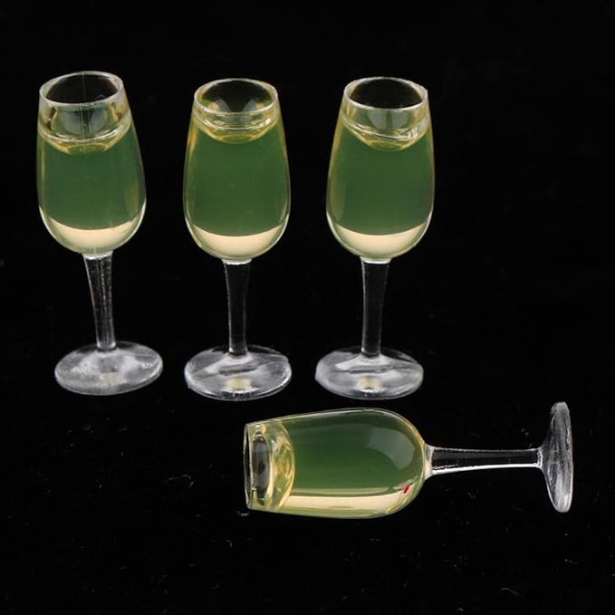 Simhoa Lot of 10 Miniature Wine Champagne Bottle Glass for Dollhouse 1:12