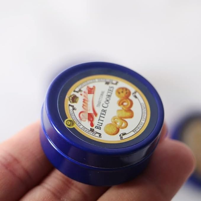 Dollhouse Decoration Accessories, 1:12 Dollhouse Ornament Miniatures Cookies Blue Tin Box Set