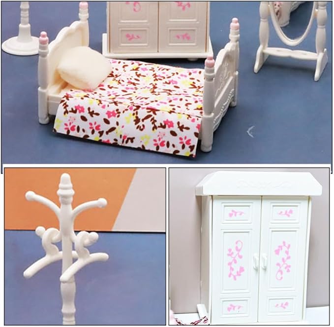 Miniature Bedroom Cabinet Set for Dollhouse Decor Mini Furniture for Boys and Girls Realistic Miniature Toy
