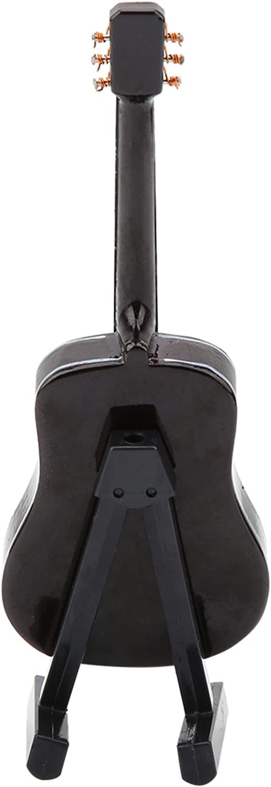 Miniature Guitar Model, Wooden Mini Guitar with Stand and Case, 3.95in Dollhouse Guitar, Musical Instrument Model Home Decor(10CM)