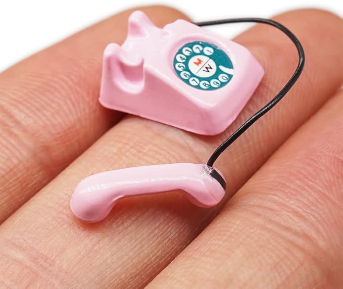 Odoria 1/12 Miniature Telephone Dollhouse Decoration Accessories, Pink