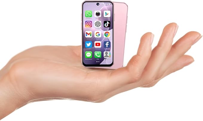 LMZYESHY Mini Phone 3.88-inch HD Touch Screen Mini Smartphone, Supporting Dual SIM Cards and Dual Standby 2GB+16GB, Face Recognition Unlock, Android Phone Suitable for Students (Pink)