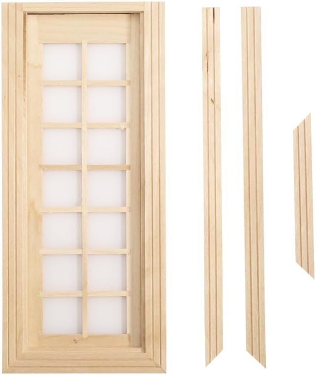 Dollhouse Doors, Wooden Miniature Dollhouse Furniture Door Frame for Dolls Houses Decoration-1: 12 Scale