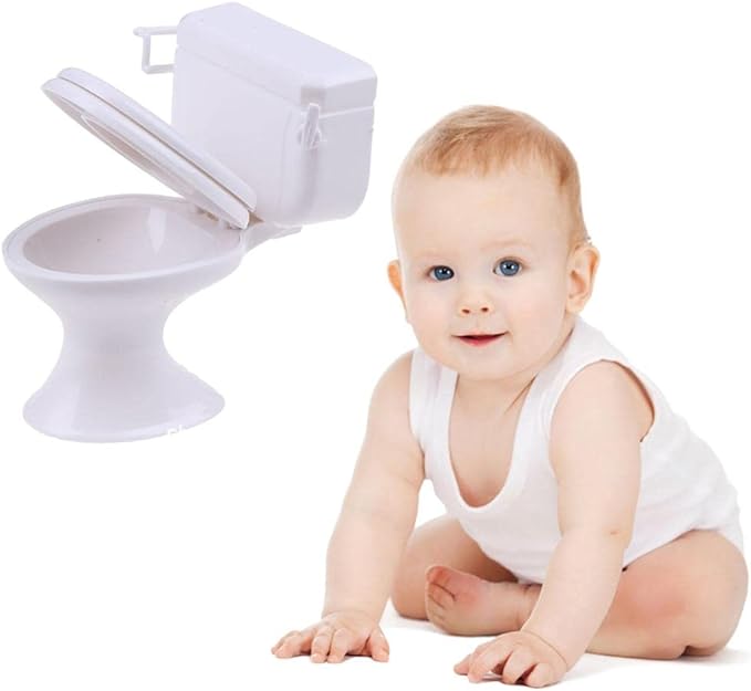 Almencla White Dollhouse Furniture Model Bathroom Toilet Miniature Toy for Doll
