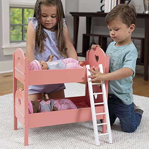 Fat Brain Toys Emery's World - Pretend & Play Double Doll Bed for 12-to-16-inch Dolls, Ages 3+