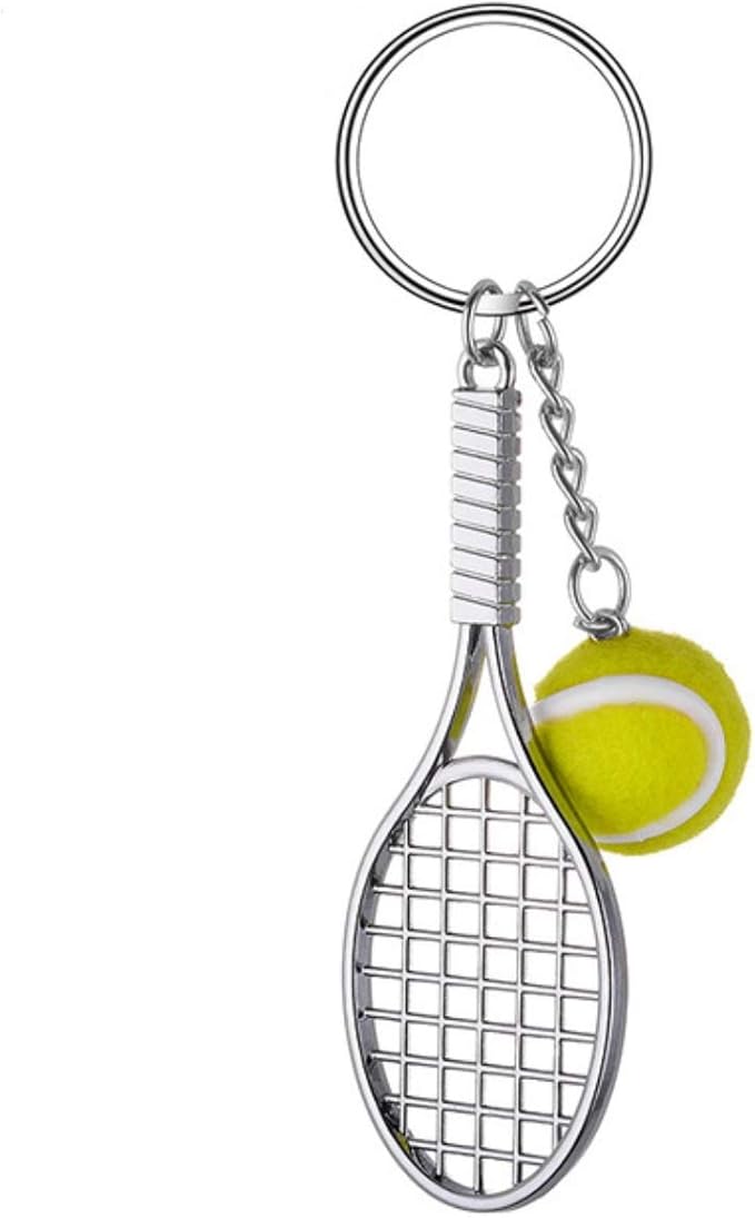 LEPRATO Tennis Keychain Mini Metal Tennis Keychains Cute Tennis Racket Ball Keychain Perfect Gifts