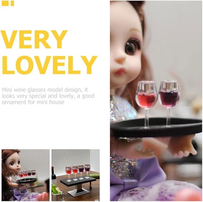 LUOZZY 40pcs Doll House Simulated Miniature Wine Glasses for Micro Landscape Food Play Props