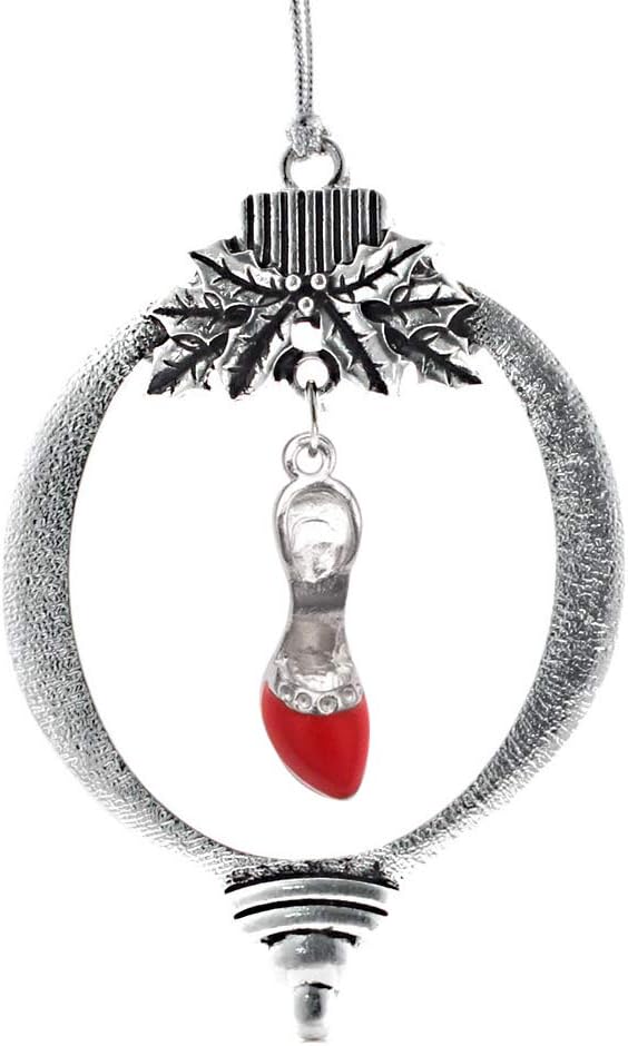 Inspired Silver - Red Heel Shoe - Silver Christmas Ornament - Unique Charm Christmas Tree Ornament - Holiday Hanging Decoration