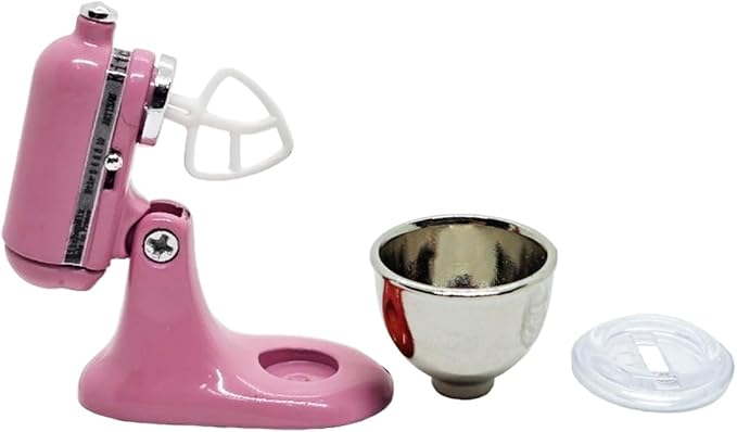 ChangThai Design Tiny 1¼" High Pink Bread Dough Mixer Kneader Machine Movable Figurine Steel and Resin Miniature Decoration Accessories Replica Decorative Collectible Figurines Home Décor Gifts