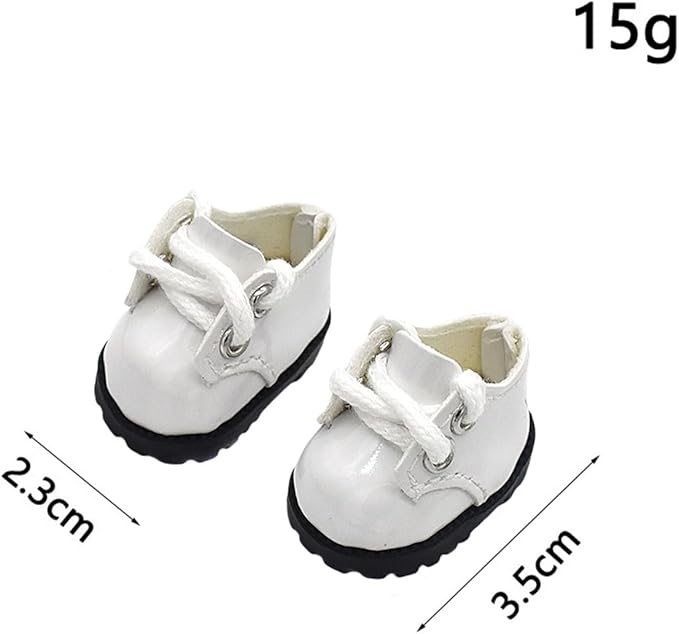 Faux Leather Miniature Shoes for 17/15cm Plush Dolls - Cute Monster Collectible Figure Accessories, Easy Fit Soft Stuffed Animal Boots (White, 17/15cm)