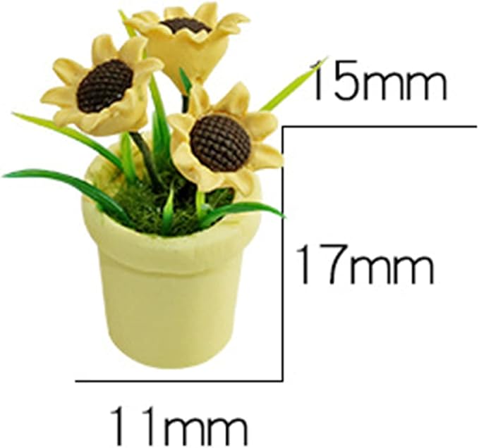 1Pc Miniature Sunflower, 1/12 Scale Miniature Dollhouse Accessories Decor, Resin Doll House Mini Sunflower Imagination Cultivation Lightweight Dollhouse Decor (Gray)