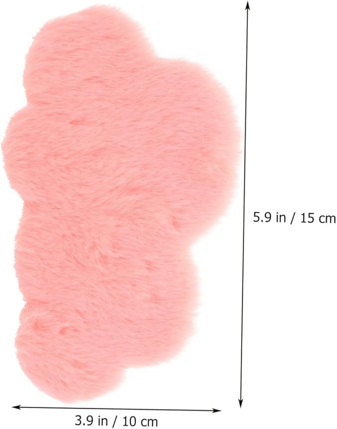 1:12 Scale Miniature Dollhouse Cloud Rug – Soft Pink Faux Fur Carpet, Cozy Bedroom & Living Room Accessory for Dollhouse Decoration, Mini Scene Layout, DIY Display & Micro Landscape Décor (5.8x3.8in)