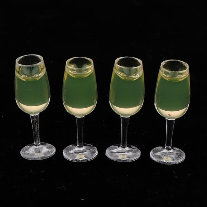 Simhoa Lot of 10 Miniature Wine Champagne Bottle Glass for Dollhouse 1:12