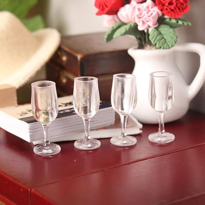 Toddmomy Set of 20 Miniature Wine Glasses: Dollhouse Miniatures for Doll House Decor, Micro Landscape, and Furniture Display