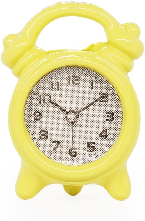 Odoria 1/12 Miniature Alarm Clock Dollhouse Decoration Accessories, Yellow
