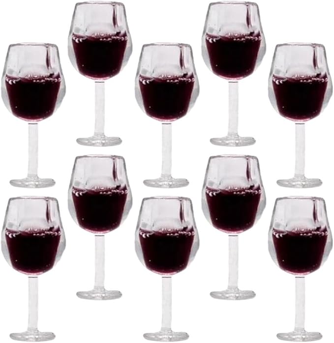 TOYANDONA 10pcs Miniature Dollhouse Wine Glasses, 1:12 Miniature Wine Glasses Mini Dollhouse Cocktail s for Kitchen Accessories Decors