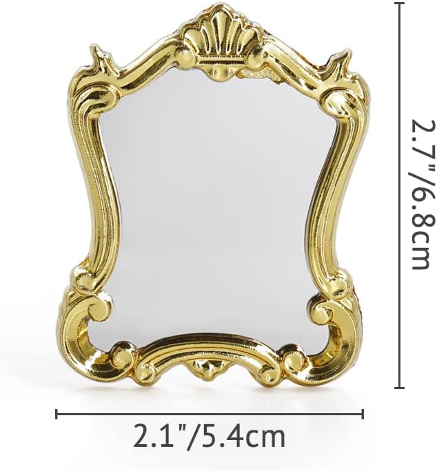 Odoria 1/12 Miniature Wall Mirror Dollhouse Decoration Accessories, Gold