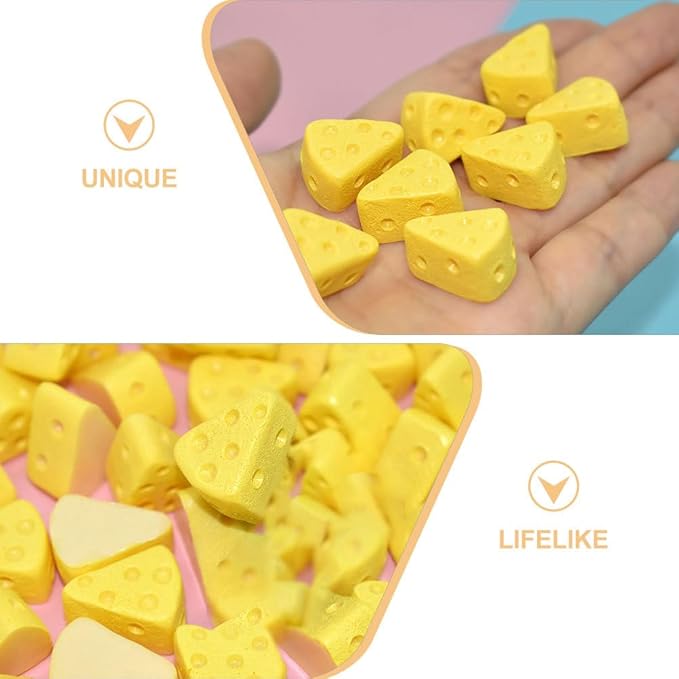Toddmomy 40Pcs Miniatures Food Cheese Mini Plastic Fake Cheese Models Mini Simulation Food Model for Dollhouse Kitchen Decoration DIY Accessory
