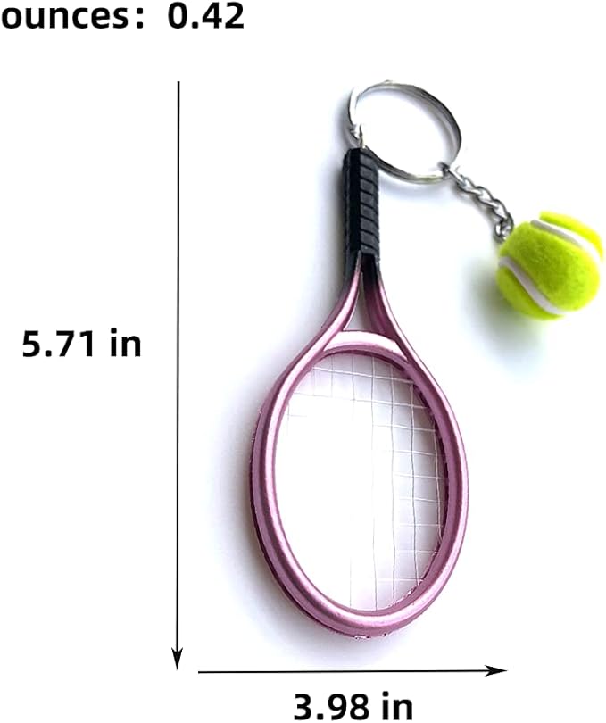 JINZHOUFZ Color Mini Tennis Racket with Ball Keychain Key Ring